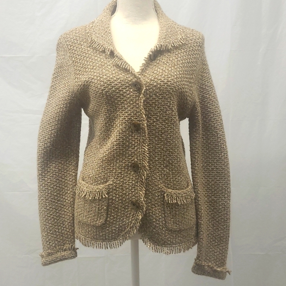 Jones New York Beige Wool Angora Knit Blazer Cardigan Size Small Coco Inspired